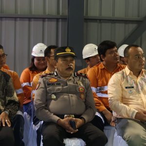 Kapolsek Batang Toru, Iptu Recky Nelson Tarigan, saat menghadiri Upacara Bulan K3 Nasional