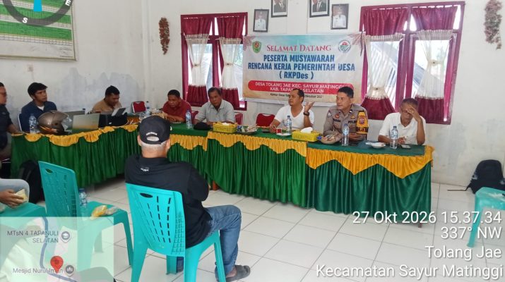 Musyawarah RKPDes Tolang Jae 2027 membahas usulan pembangunan infrastruktur, fasilitas kesehatan, dan imbauan kamtibmas dari Polsek Batang Angkola.